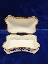 Load image into Gallery viewer, Antique German Kalk Porcelain Blue &Gold Enameled Accent Trinket Box Late 1800s