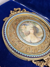 Load image into Gallery viewer, Antique French Bronze Hand Mirror w/ Miniature Painting