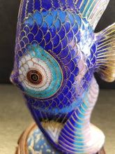Load image into Gallery viewer, RARE Chinese Cloisonne Statue Fish Figurine 8", Unique! W/ stand