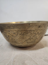 Load image into Gallery viewer, Chinese Bronze Singing Bowl, Hand Engraved Dragon Spun Cast