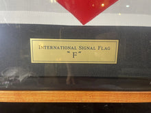 Load image into Gallery viewer, Nautical Signal Flag Maritime Naval Ship “F” Framed In Shadow Box 25” X 19”