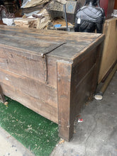 Load image into Gallery viewer, Antique Handmade large Solid Wood Trunk With Unique Iron Hardware