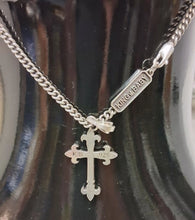 Load image into Gallery viewer, King Baby Studio Men's Sterling Silver Necklace 24" Cross Fleur De Lis Pendant