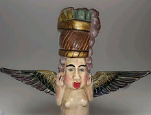 Load image into Gallery viewer, Vintage Unique Mexican Folk Art Mermaid Hand Carved Painted Wood Wall Art 30”