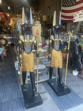Load image into Gallery viewer, Pair Of Black & Gold Egyptian God Anubis 6 foot Statues