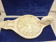 Load image into Gallery viewer, Oil Lamp - Maenad carrying a Thyrsus and a Leopard - Ceramic Artifact