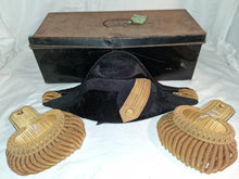 Load image into Gallery viewer, World War I (WWI) US Navy Officer's Bicorn Hat and Epauletts In Original Case
