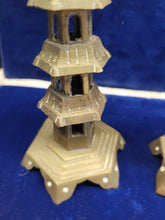 Load image into Gallery viewer, Antique Chinese Bronze Pagoda Temple Figure Figurine Statues A Pair!!
