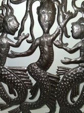 Load image into Gallery viewer, Haitian Hand Chiseled Recycled Steel Oil Drum 23"X 23" Dancing Mermaids