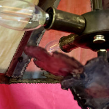 Load image into Gallery viewer, TOM GREENE Hexagonal MCM Brutalist Green Amber Slag Glass Swag Pendant Light