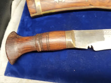 Load image into Gallery viewer, WW2 Period Kukri Engraved Blade original sheath Wood & Brass Warrior Dagger