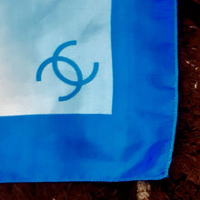 Load image into Gallery viewer, Vintage CHANEL 100% Silk Scarf Glossy Ocean Blue 38”x38” Square w/ Original Bag