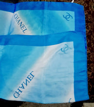 Load image into Gallery viewer, Vintage CHANEL 100% Silk Scarf Glossy Ocean Blue 38”x38” Square w/ Original Bag