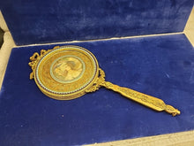 Load image into Gallery viewer, Antique French Bronze Hand Mirror w/ Miniature Painting