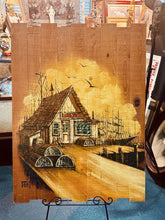 Load image into Gallery viewer, Vintage Mid-Century Modern Brent Signed Oil Painting Nautical Harbor Boats 40x30