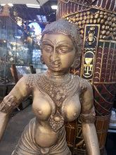 Load image into Gallery viewer, Vintage Aspara Musical Ladies Playing Dholak Indian Bronze Statues Rare 38”