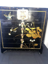 Load image into Gallery viewer, Vintage Black Lacquer Japanese Jewelry Box with Bird and Flower Motif