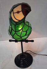 Load image into Gallery viewer, Stained Glass Parrot Lamp Tiffany Style Green Bird Accent Light Works