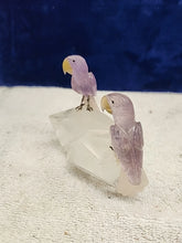 Load image into Gallery viewer, Peter Muller Hand Carved Amethyst/Fluorite Macaw Couple on Quartz 4"!!