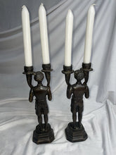 Load image into Gallery viewer, Pair of Vintage Bronze Finished Soldiers Candle Holders
