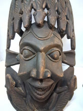 Load image into Gallery viewer, Vintage Large African Carved Wood Bamum Mask from Cameroon 27“ X 14“