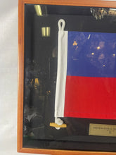Load image into Gallery viewer, Nautical Signal Flag Maritime Naval Ship “E” Framed In Shadow Box 25” X 19”