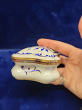 Load image into Gallery viewer, Antique German Kalk Porcelain Blue &Gold Enameled Accent Trinket Box Late 1800s