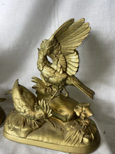 Load image into Gallery viewer, Vintage Pair Of Large Metal Replica Bird Sculptures by Alphonse Arson 14”