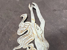 Load image into Gallery viewer, Rustic Handmade Heavy Metal Mermaid Wall Art – Nautical Coastal Décor 59”