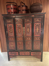 Load image into Gallery viewer, Antique Handmade Chinese Large Wood Lacquer Cabinet