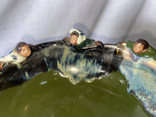 Load image into Gallery viewer, Sumida Gawa Large Pond Bowl 4 Figures and Nest W Eggs 8.75” Signed!!