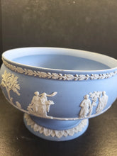 Load image into Gallery viewer, A1. Wedgwood Blue Jasperware 1954 "Sacrifice" Pattern Original England 8" Bowl