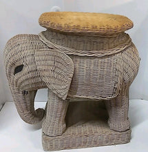Load image into Gallery viewer, Vintage 20” Rattan Wicker Elephant Plant Stand Side End Table