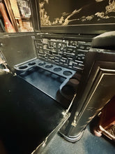 Load image into Gallery viewer, Vintage Chinese Black Lacquer Bar Cabinet Fold Out Top Hand Painted 42H 36L 18D