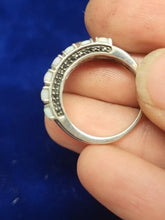 Load image into Gallery viewer, Vintage Ring X7 Opal Band Wedding Silver Ring Band Eternity 38 Dark Gemstones