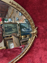 Load image into Gallery viewer, #266 Vintage Gold Metal Framed Beveled Oval Mirror 31“ X 18“