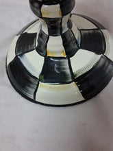 Load image into Gallery viewer, MacKenzie Childs Courtly Check Candlestick Holder Taper Black White Enamel 8”
