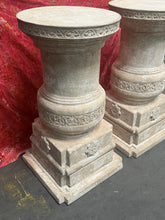 Load image into Gallery viewer, Pair of Large Heavy Vintage Drum Band Plaster Pedestals Column Bases, 40” H