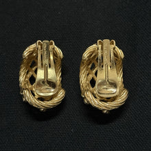 Load image into Gallery viewer, Vintage Christian Dior Gold Tone Rhinestone Clip On Earrings Signed Chr Dior