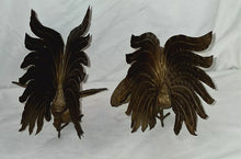 Load image into Gallery viewer, Vintage Brass Rooster Figurines Set of 2 Fighting Cocks Mid Century