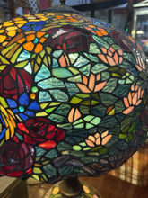Load image into Gallery viewer, Vintage Large Tiffany Style Table Lamp Stained Glass W/Lighted Base 32” T 22” W