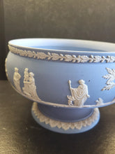 Load image into Gallery viewer, A1. Wedgwood Blue Jasperware 1954 "Sacrifice" Pattern Original England 8" Bowl