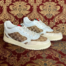 Load image into Gallery viewer, GUCCI Re-Web Sneakers 787476 Mens Size 12 Gg Canvas & Leather, Barely Used