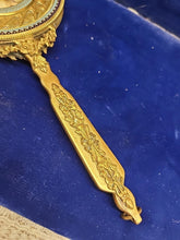 Load image into Gallery viewer, Antique French Bronze Hand Mirror w/ Miniature Painting