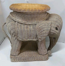 Load image into Gallery viewer, Vintage 20” Rattan Wicker Elephant Plant Stand Side End Table