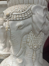 Load image into Gallery viewer, Pair of Vintage White Elephant Ceramic Garden Stool / Planter 21”H 13”D