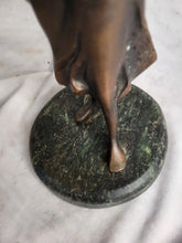 Load image into Gallery viewer, Antiques A brass statue of a prominent woman carrying a lamp candle home decor !