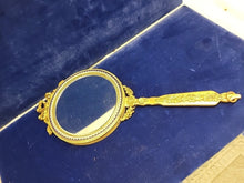 Load image into Gallery viewer, Antique French Bronze Hand Mirror w/ Miniature Painting