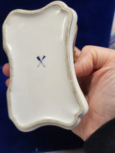 Load image into Gallery viewer, Antique German Kalk Porcelain Blue &Gold Enameled Accent Trinket Box Late 1800s