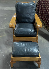 Load image into Gallery viewer, Morris/Stickley-Inspired Royal Oak Chair Recliner + Footstool, Leather Cushions!